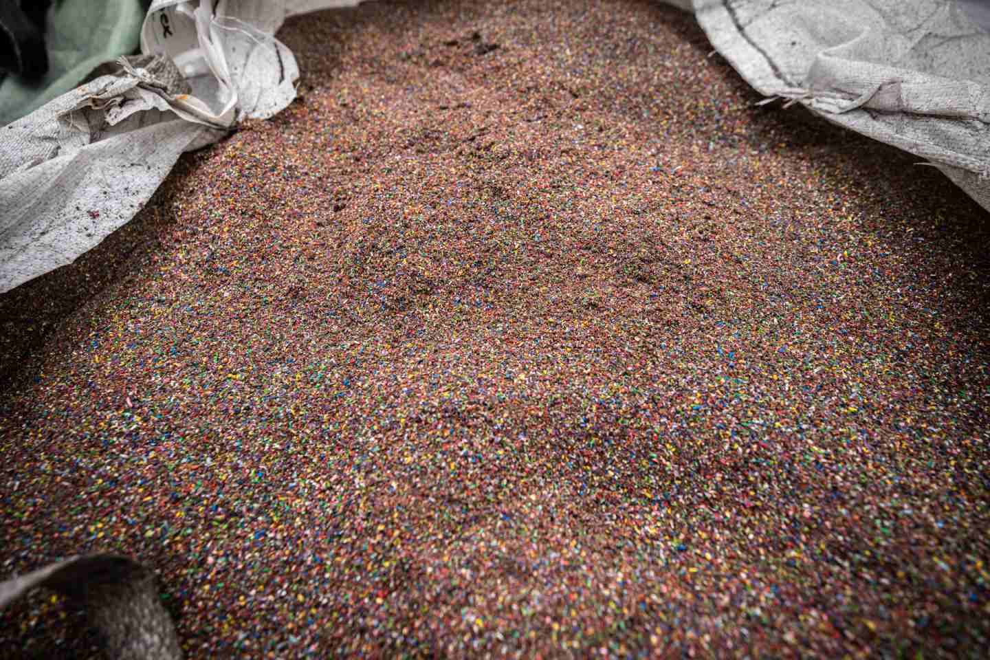 Granulated plastic as the final process of plastic recycling in the Jugo-Impex recycling center.